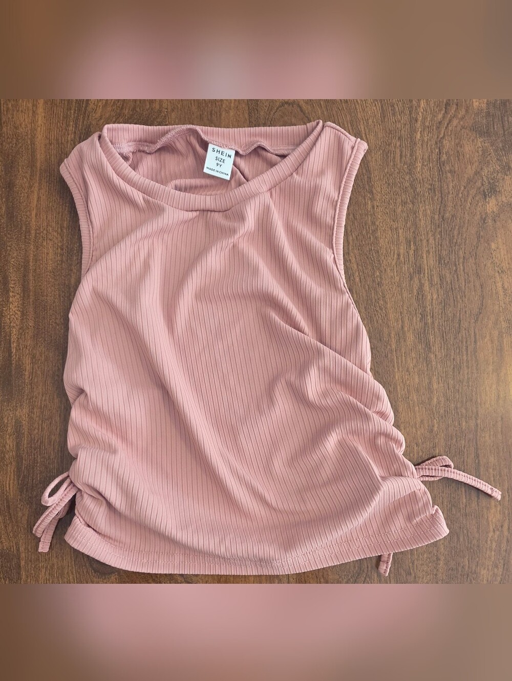 SHEIN Kids Pink Ribbed Sleeveless Tank‎ Top